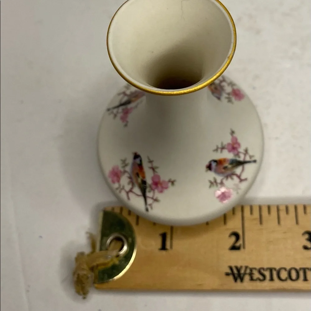 IBIS Aveiro Miniature Ceramic Vase Bird Floral Pattern Made in Portugal EUC.